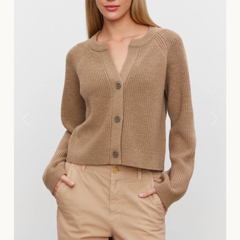 Velvet by Graham & Spencer Shayla Wool Tan Cardigan XS